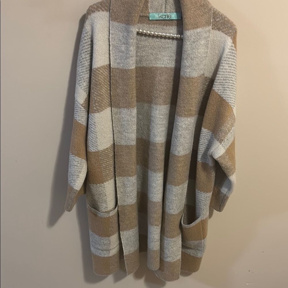 Karlie Checkered Cardigan Sweater. Size Medium